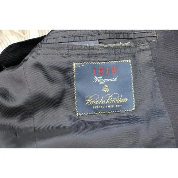 Brooks Brothers 1818 Blazer Men's 42L Navy Blue Wool Notch Lapel Fitzgerald